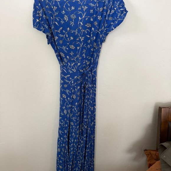 Revolve Amuse Society Summer Safari blue coast floral maxi wrap cottage core Med - Picture 7 of 9